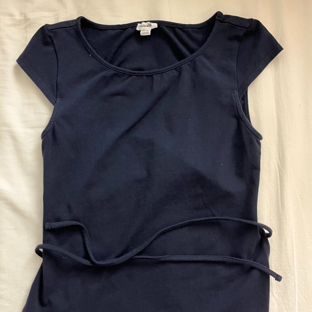 Garage Mariana Blue Cap Sleeve Apron Back Top